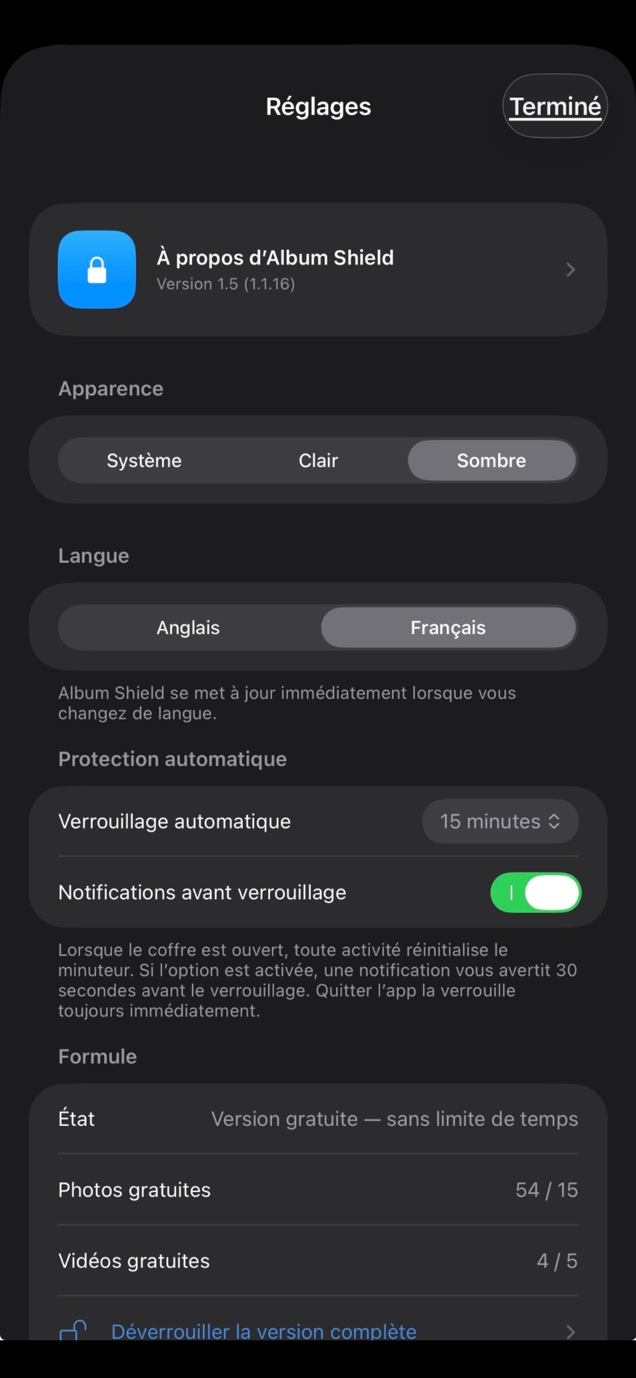 Choix de la langue