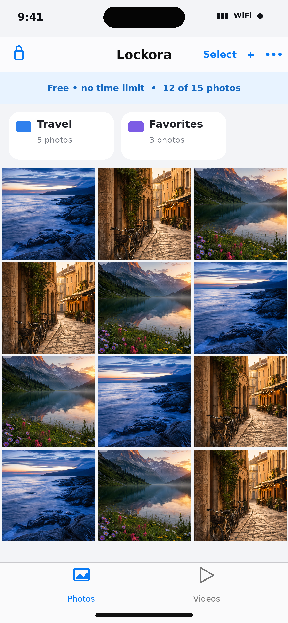Encrypted photo gallery with folders
