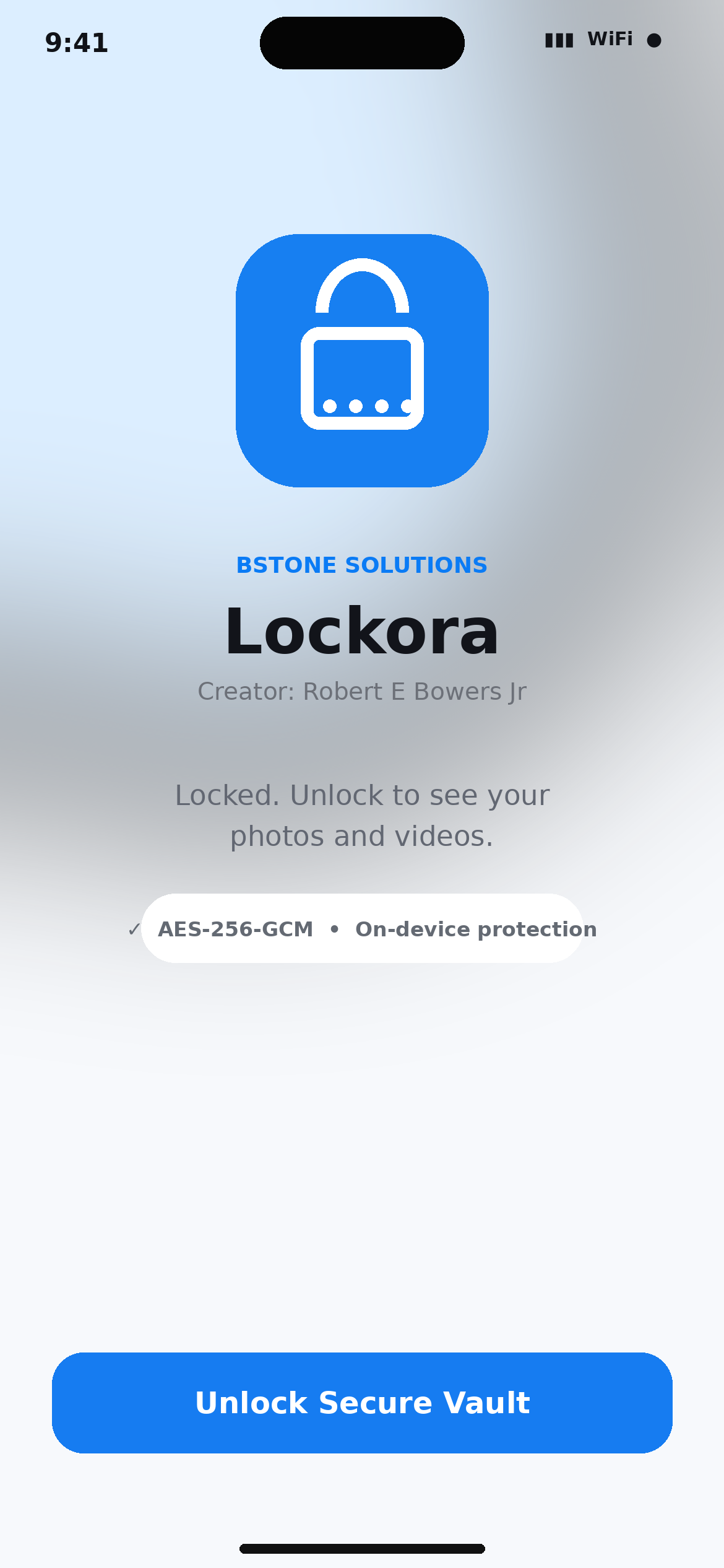 Lockora encrypted vault lock screen